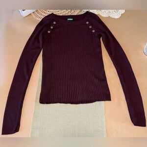 Express Deep Burgundy Ribbed Knit Top